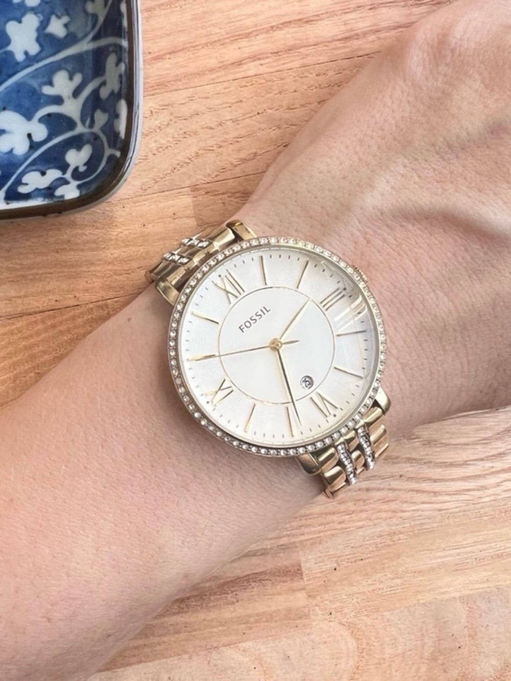Fossil Two-Tone Gold and Silver Crystal-Accent Women's Watch